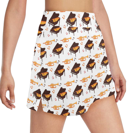 Piano Print Design LKS406 17" Golf & Pickleball Skort with Pockets
