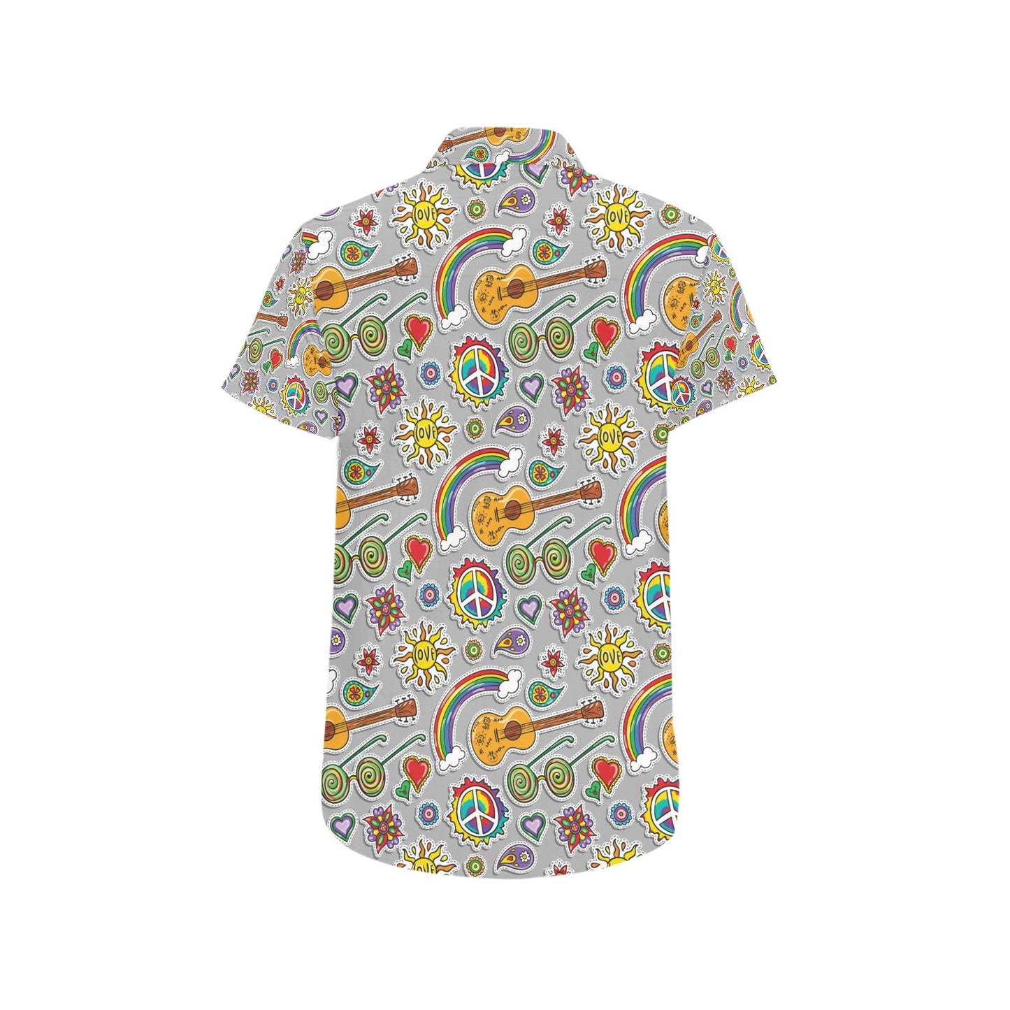 Hippie Print Design LKS306 Men Short Sleeve Button Up Shirt