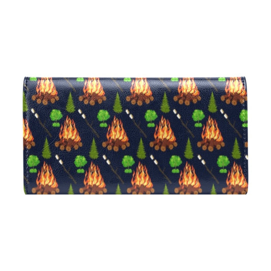 Camfire marshmallow Camping Design Print Women's Trifold Wallet