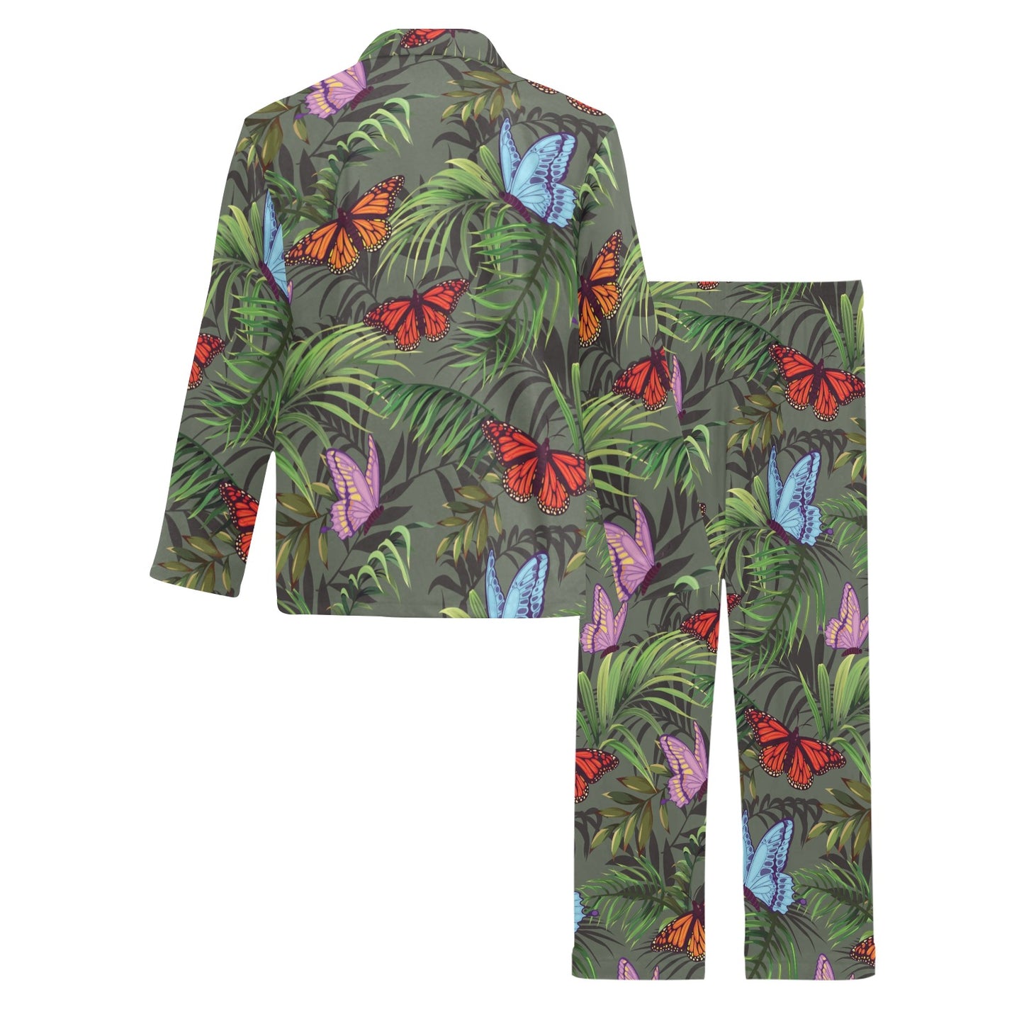 Monarch Butterfly Pattern Print Design 04 Men's Long Pajama Set