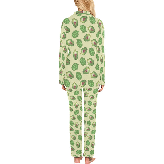 Artichoke Pattern Print Design 03 Women's Long Pajama Set
