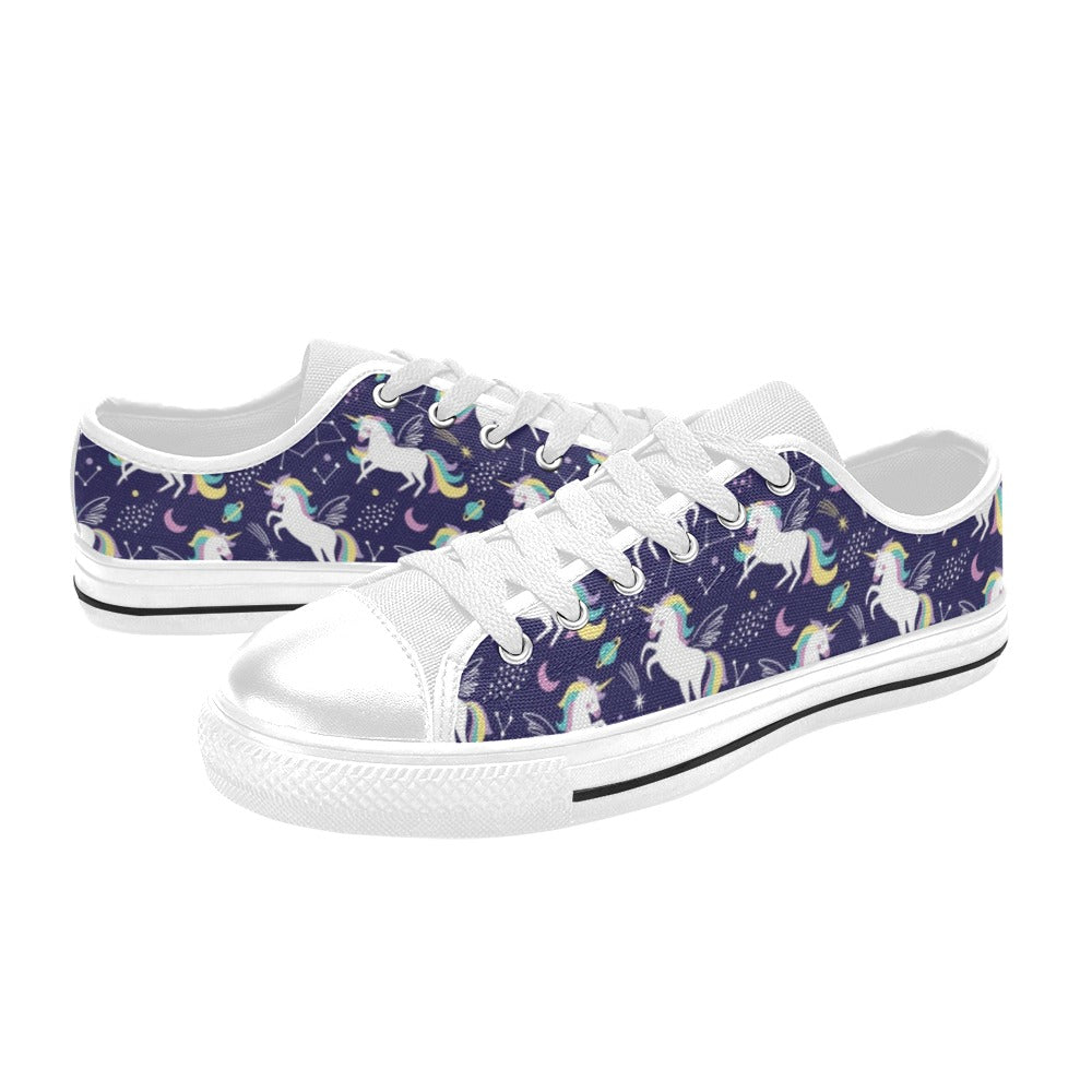 Unicorn Print Design LKS305 Women's White Low Top Shoes