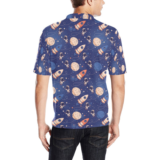 Space Astronaut Rocket Print Design LKS304 Men Polo Shirt
