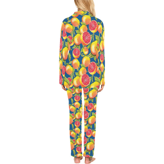 Grapefruit Pattern Print Design GF04 Women's Long Pajama Set