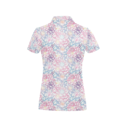 Dahlia Pattern Print Design 01 Women's Polo Shirt