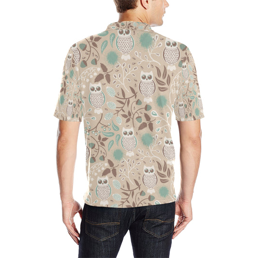 Owl Pattern Print Design A02 Men Polo Shirt