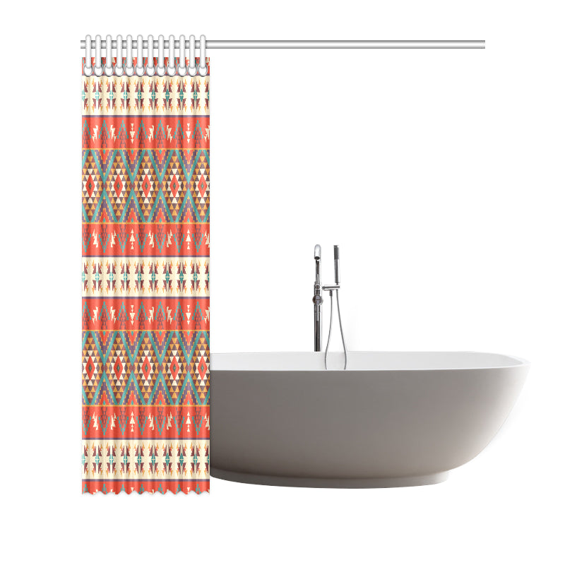 Aztec Red Print Pattern Shower Curtain