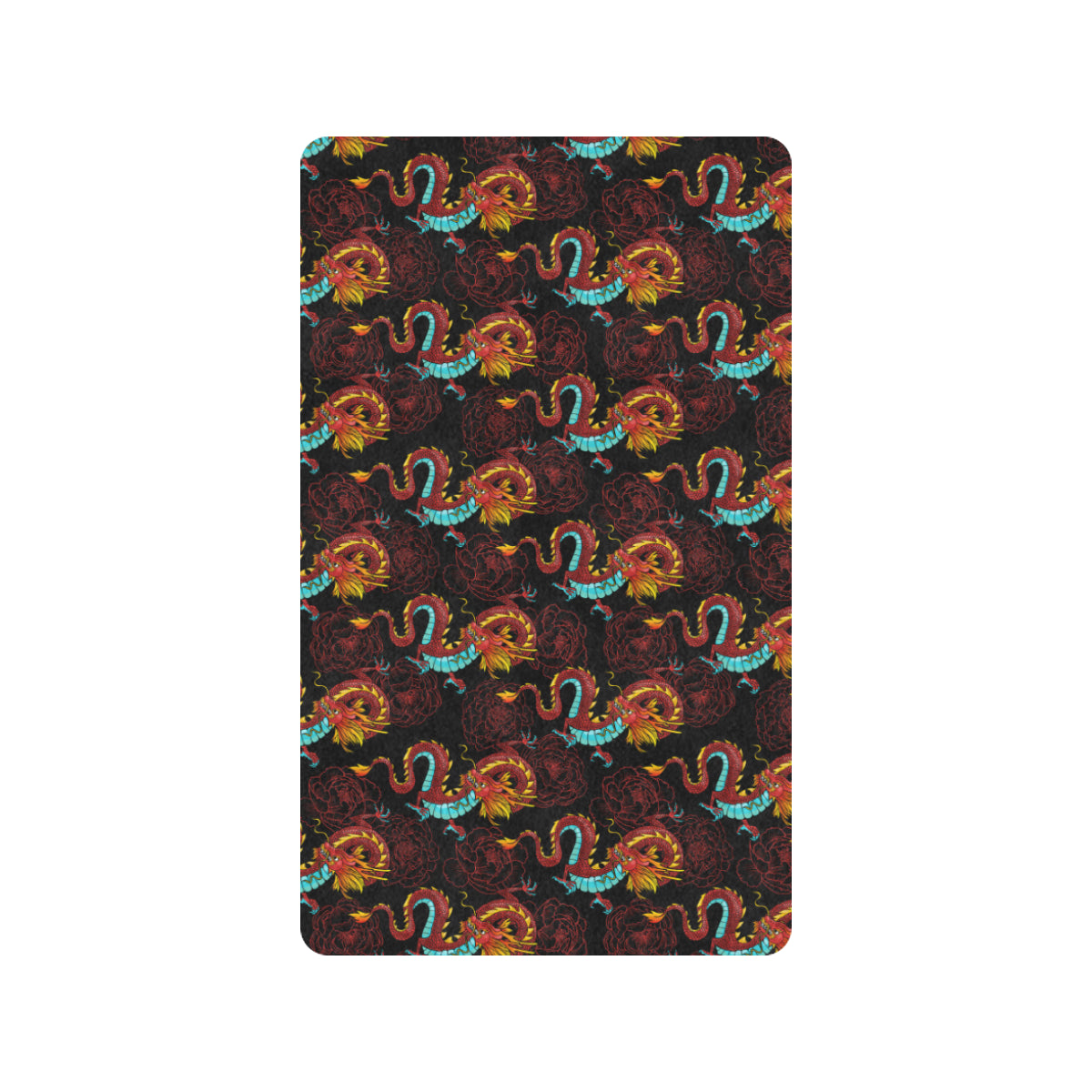 Chinese Dragons and Peonies Design Rubber Doormat