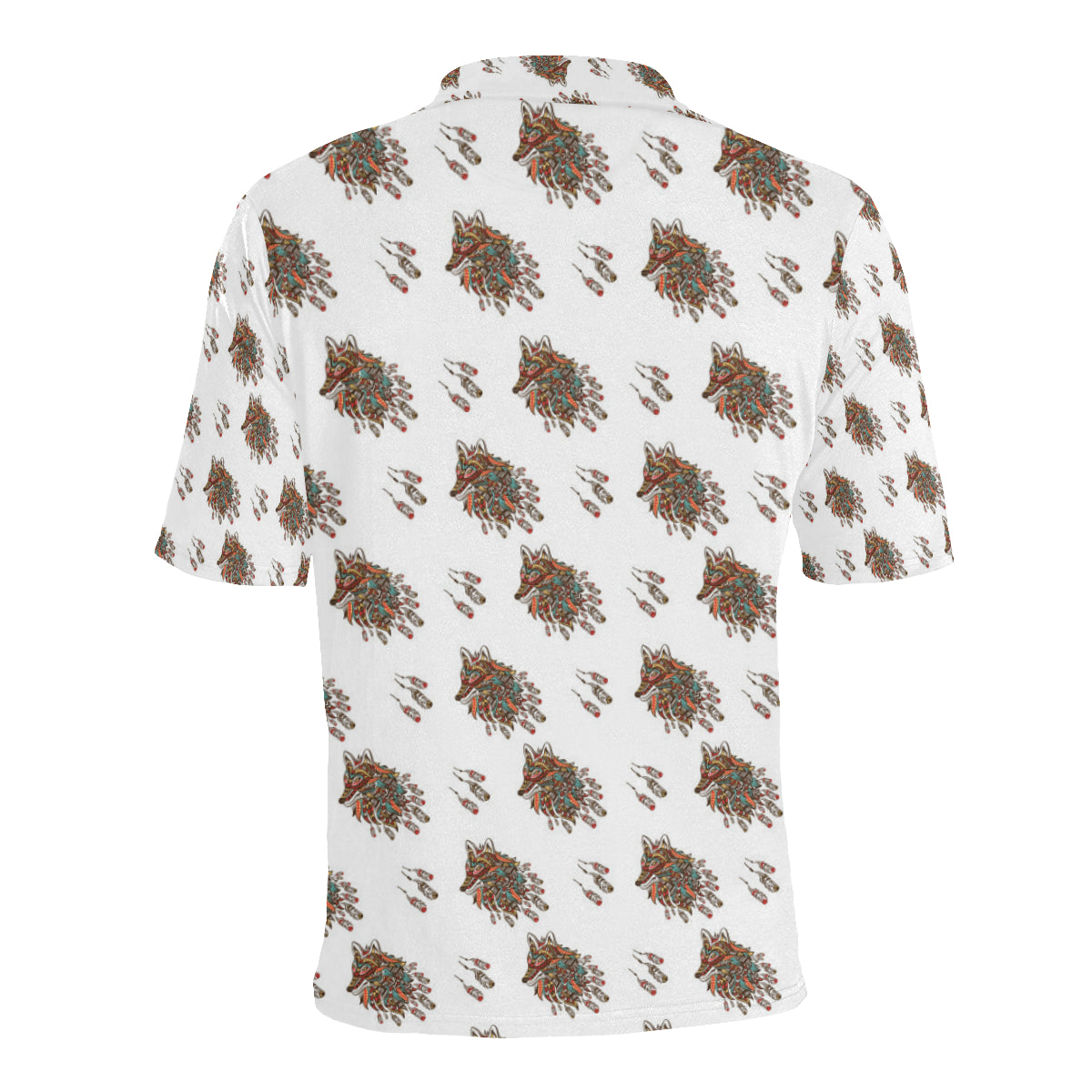 Aztec Wolf Pattern Print Design 02 Men Polo Shirt