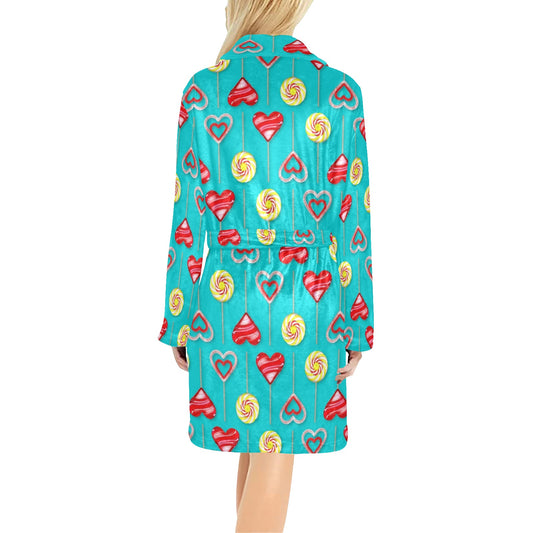 Lollipop Pattern Print Design LL06 Women's Fleece Robe