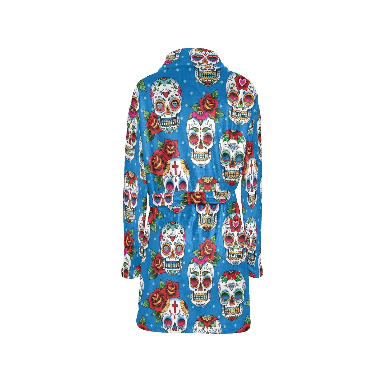 Sugar Skull Rose Pattern Women's Fleece Robe