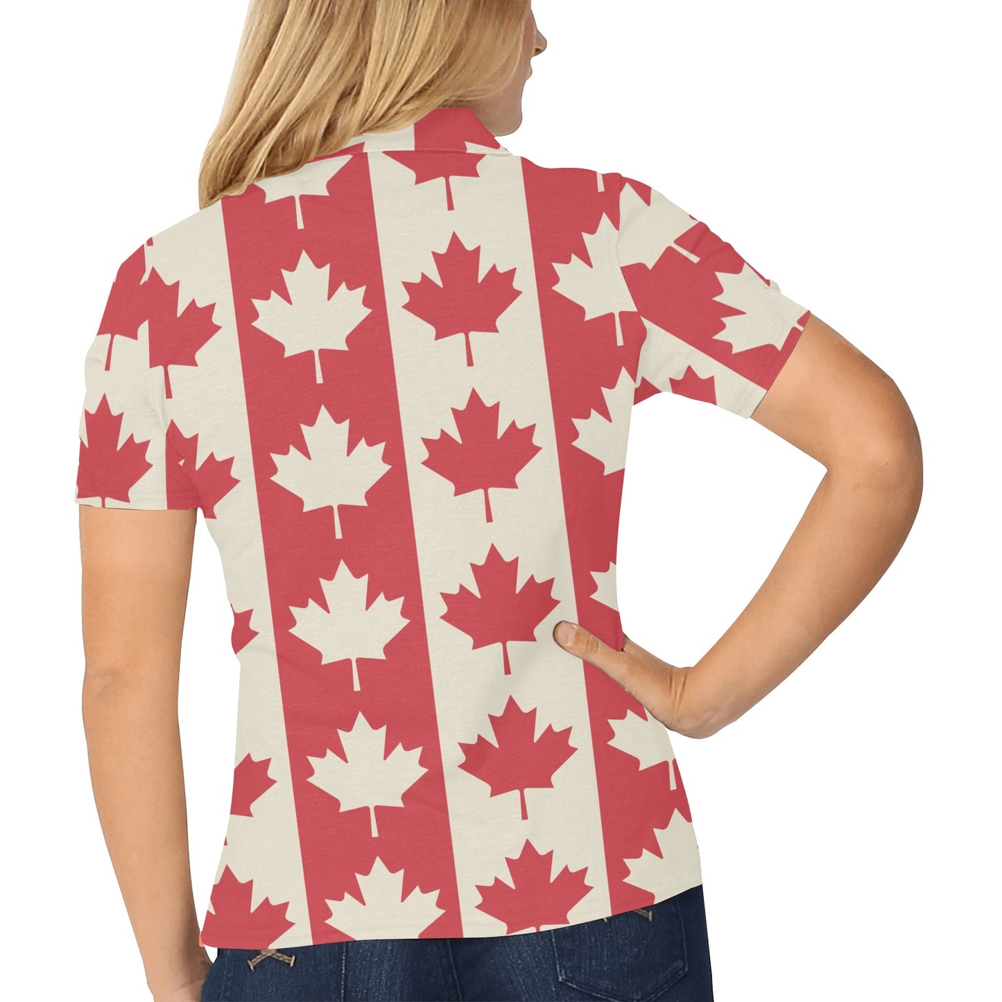 Maple Leaf Pattern Print Design 02 Women's Polo Shirt
