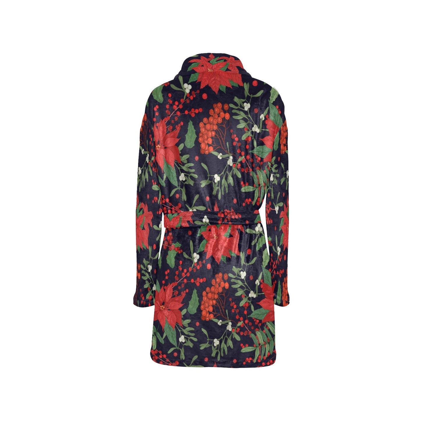 Poinsettia Pattern Print Design POT02 Women's Fleece Robe