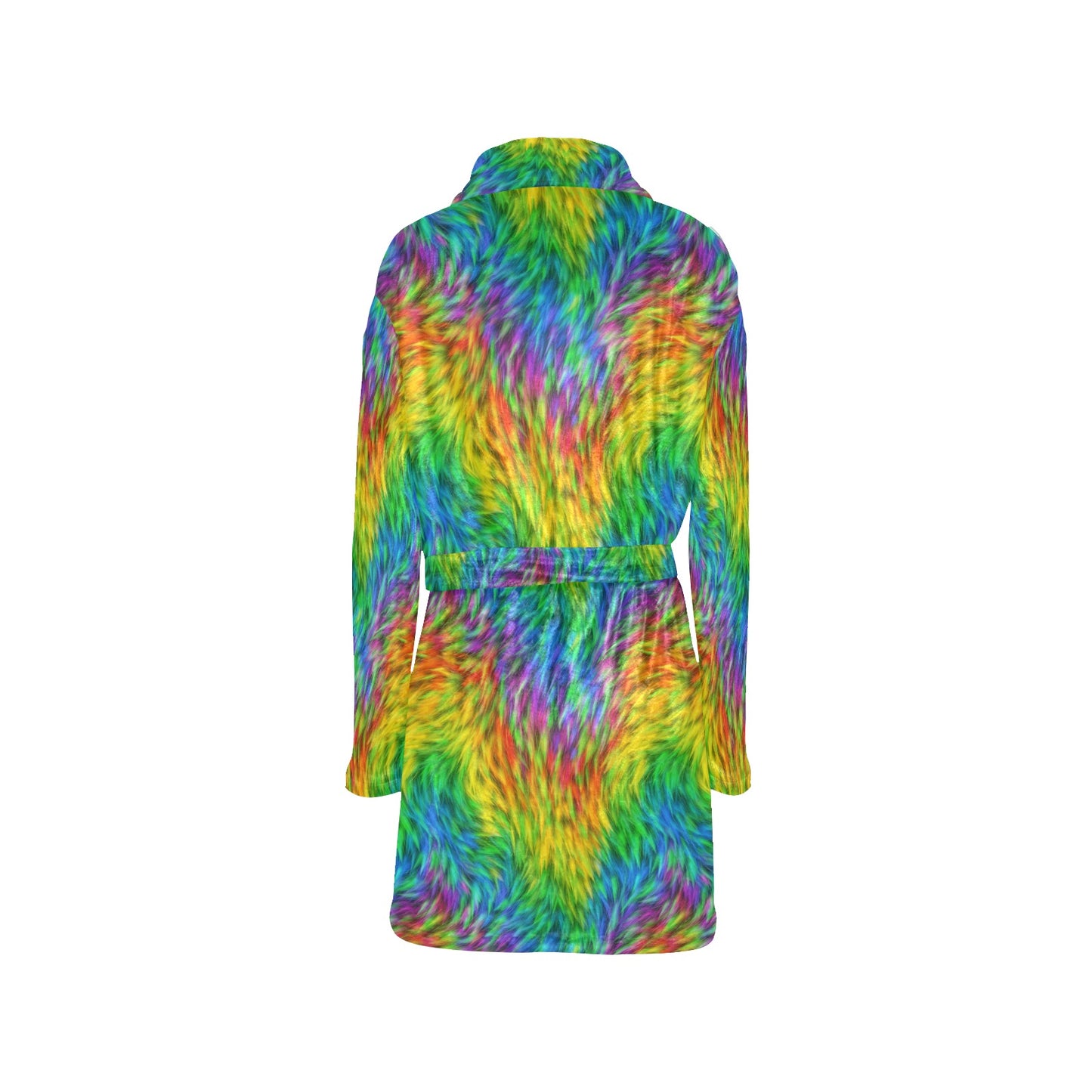 Rainbow Fur Design Print Women's Fleece Robe