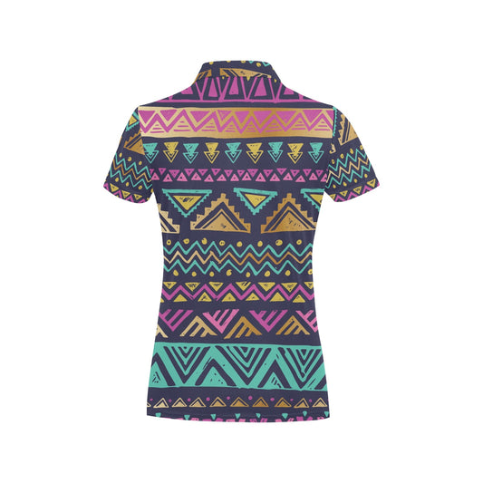 Multicolor Tribal aztec Women's Polo Shirt