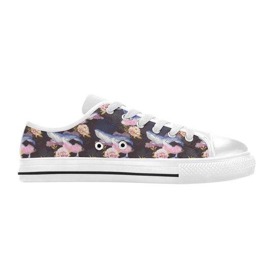 Blue Whale Print Design LKS401 Women's White Low Top Shoes