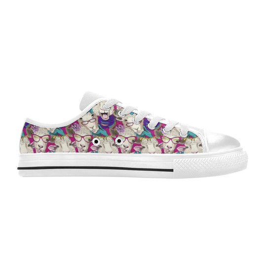 Sheep Print Design LKS403 Women's White Low Top Shoes