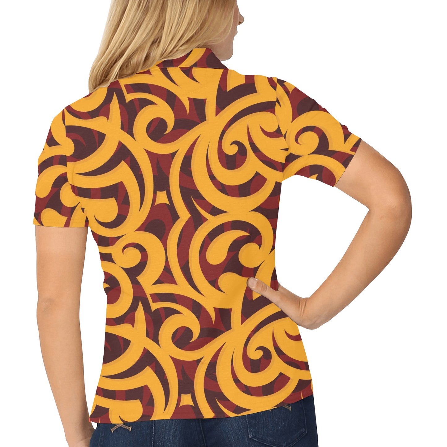 Maori Pattern Print Design 02 Women's Polo Shirt