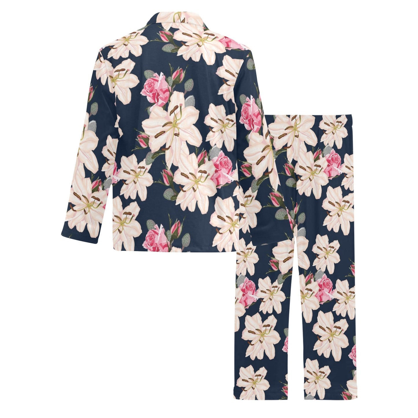 Lily Pattern Print Design LY04 Men's Long Pajama Set