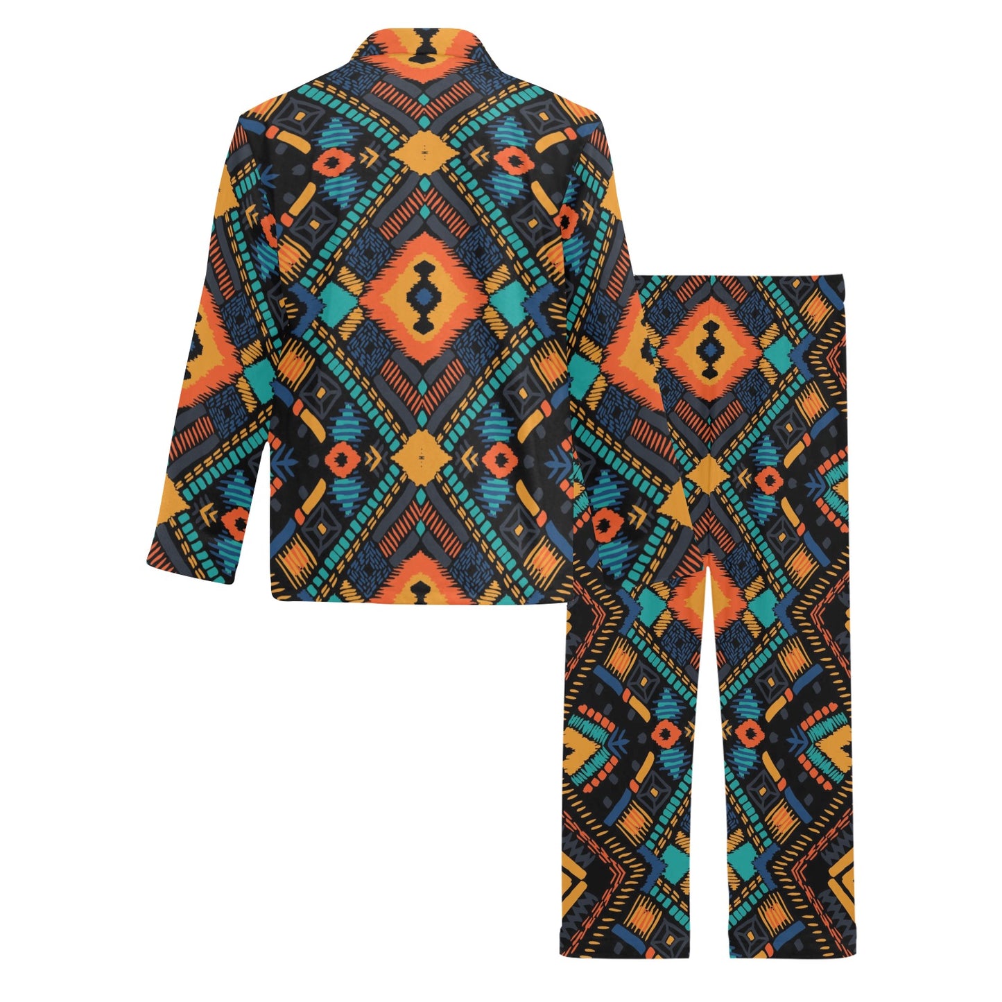 Kente Pattern Print Design 04 Men's Long Pajama Set