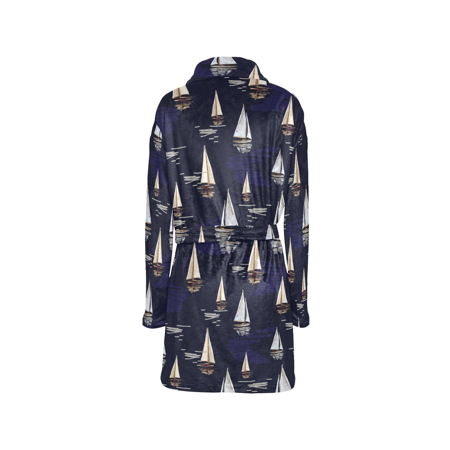Sailing Ships Pattern Print Design A05 Women's Fleece Robe
