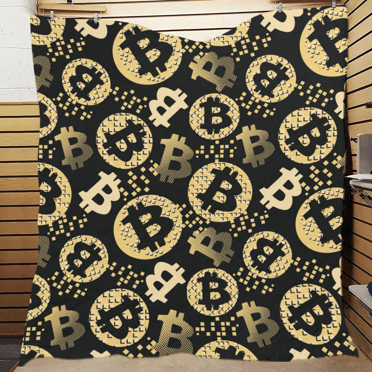 Bitcoin Pattern Print Design DO06 Premium Quilt