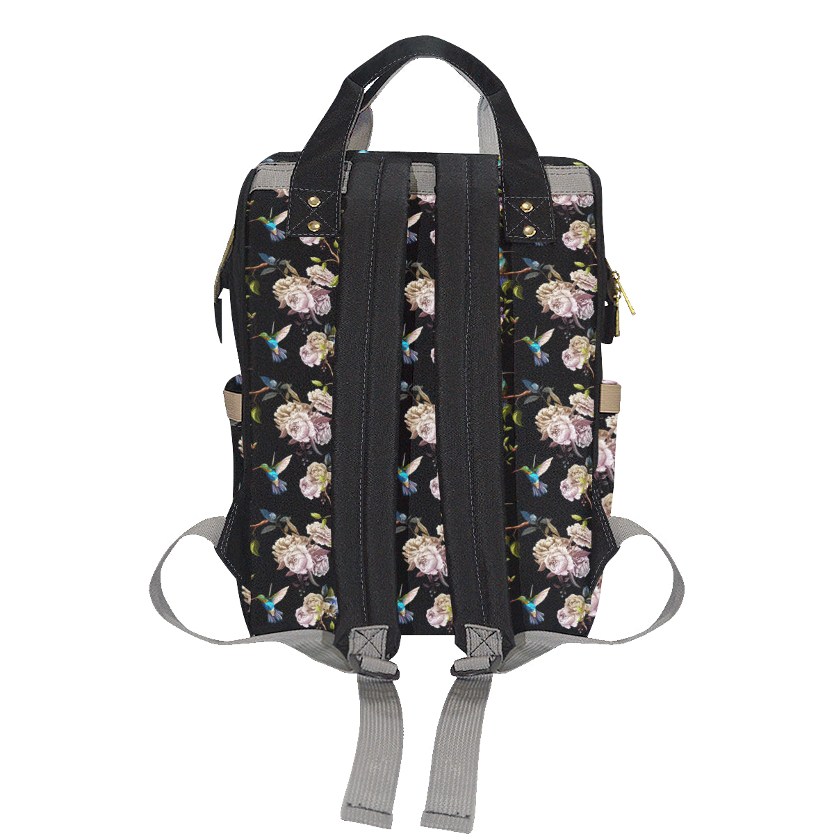Hummingbird Flower Themed Print Diaper Bag Backpack
