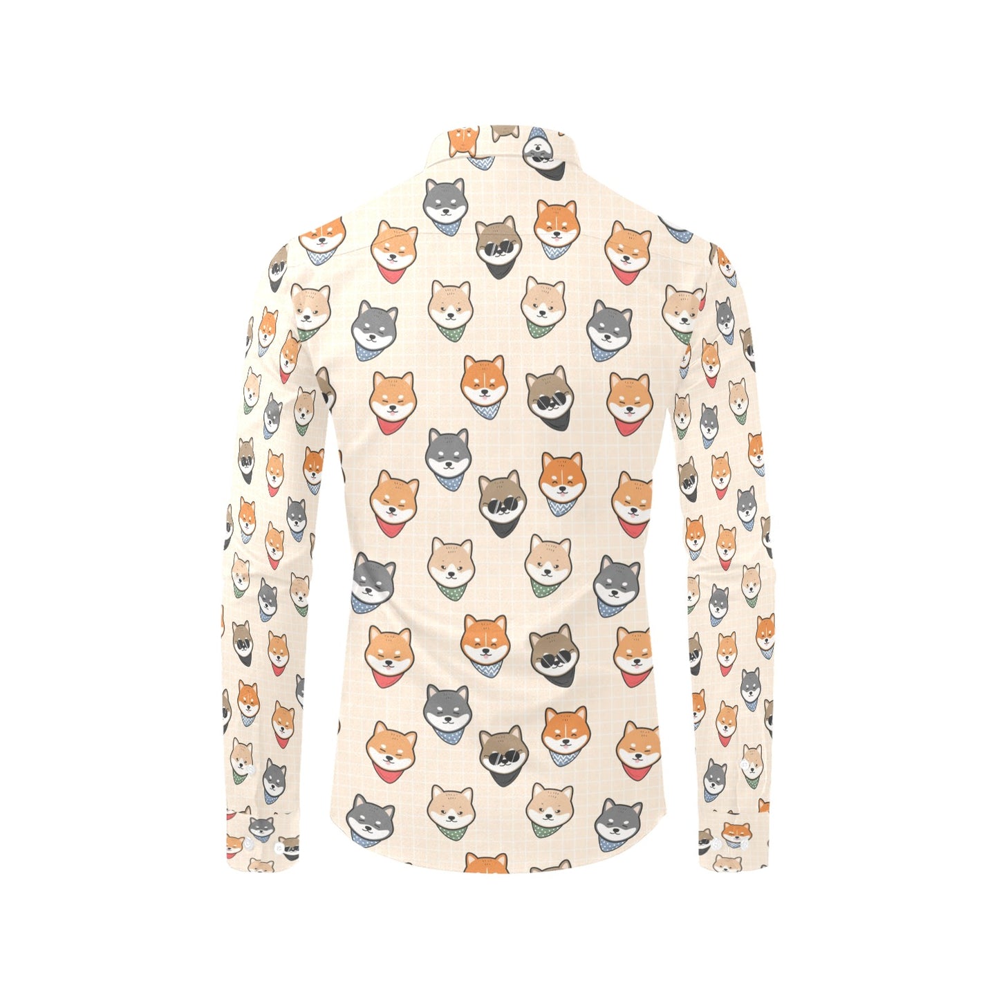 Shiba Inu Print Design LKS3010 Men's Long Sleeve Dress Shirt