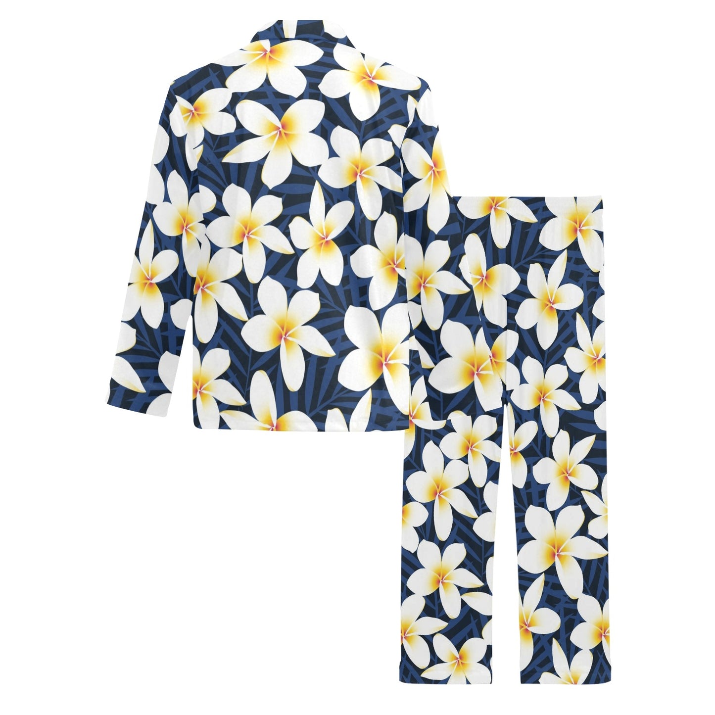 Plumeria Pattern Print Design PM026 Men's Long Pajama Set