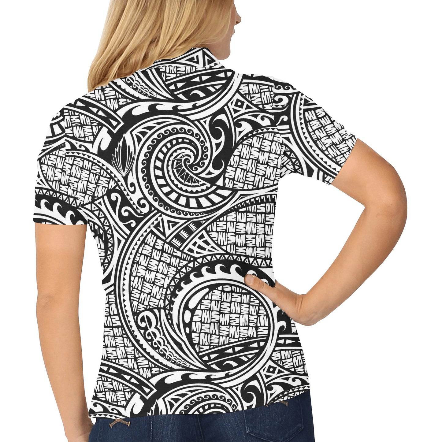 Polynesian Tribal Pattern Women's Polo Shirt