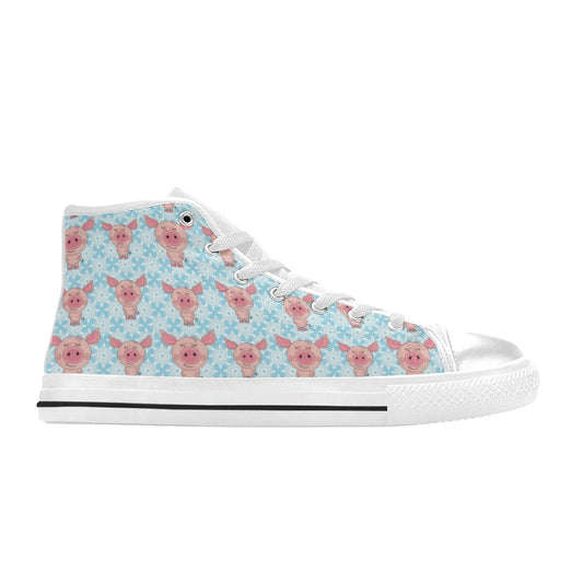 Pig Print Design LKS402 Men's High Top Canvas Shoes