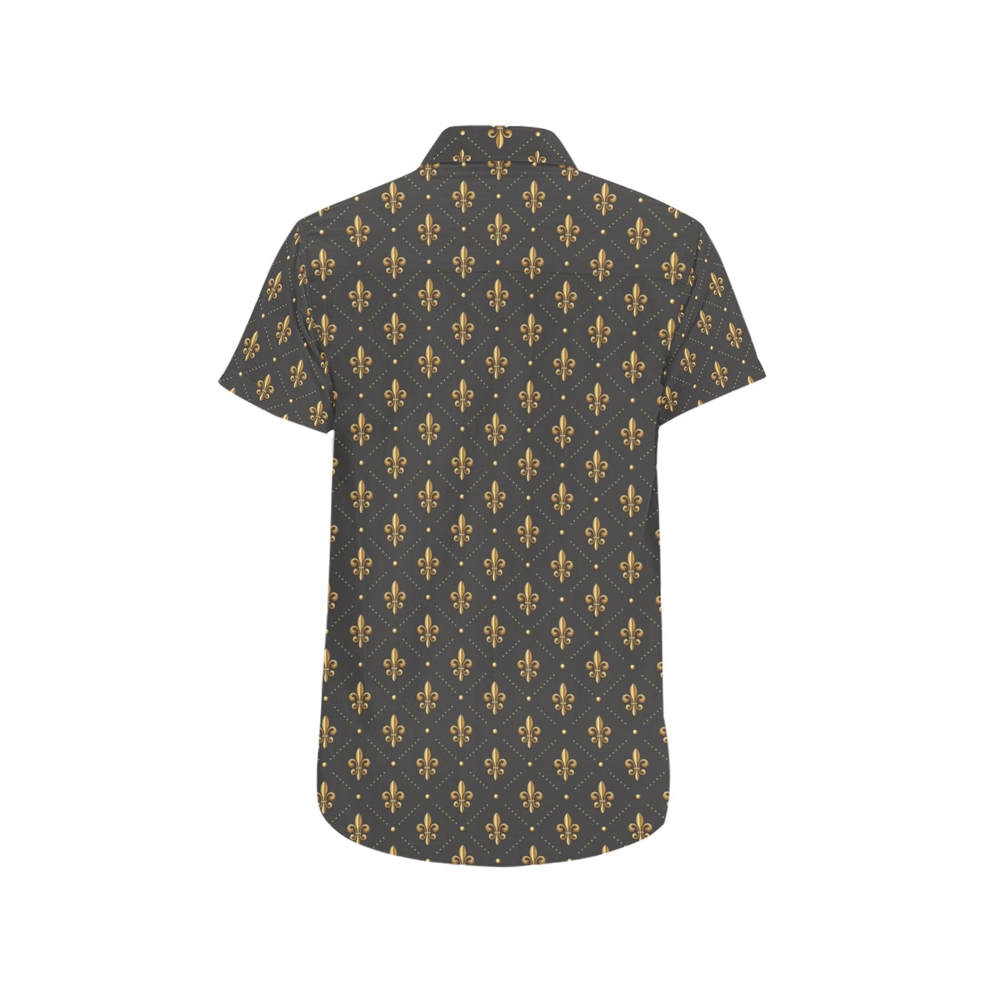 Fleur De Lis Print Design LKS402 Men Short Sleeve Button Up Shirt