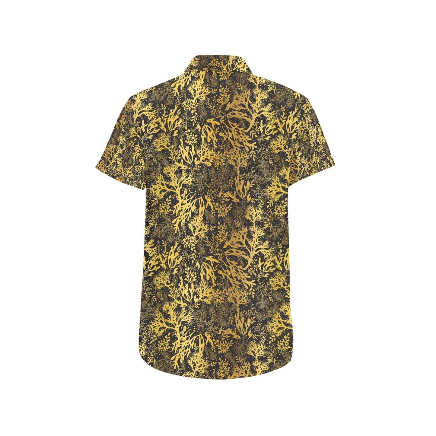 Seaweed Print Design LKS303 Men Short Sleeve Button Up Shirt