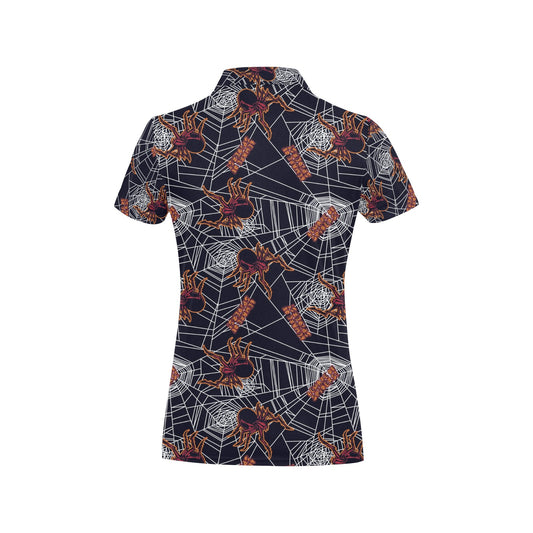 Tarantula Spiderwebs Pattern Print Design 01 Women's Polo Shirt