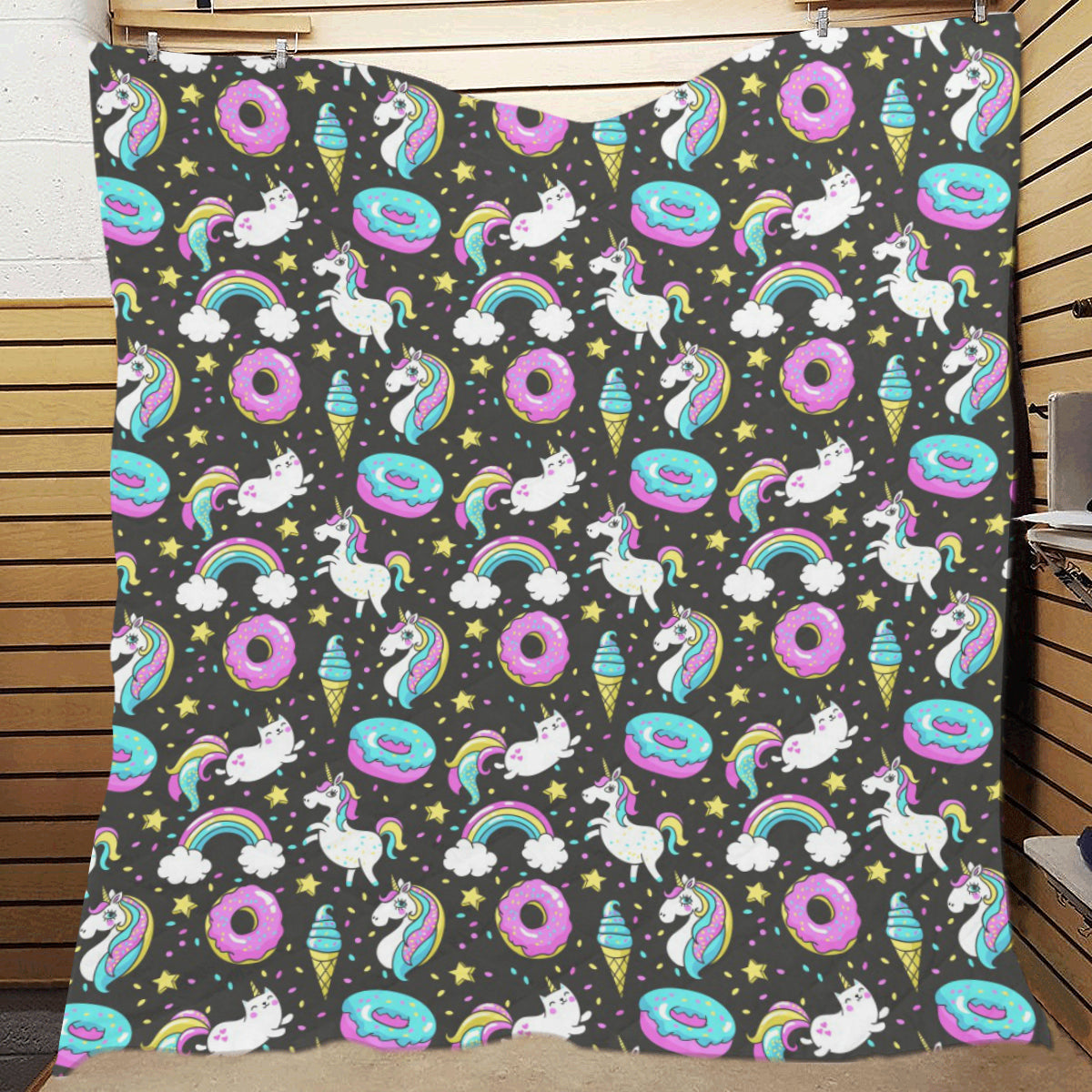Donut Unicorn Pattern Print Design DN09 Premium Quilt