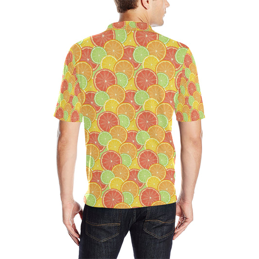 Grapefruit Pattern Print Design GF01 Men Polo Shirt