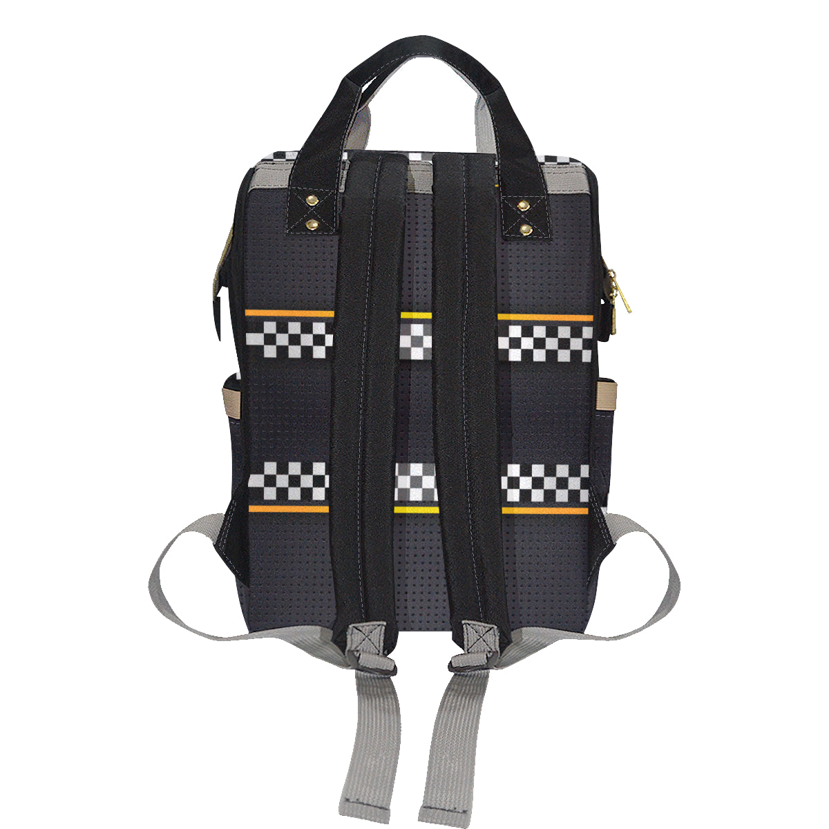 Checkered Flag Yellow Line Style Diaper Bag Backpack