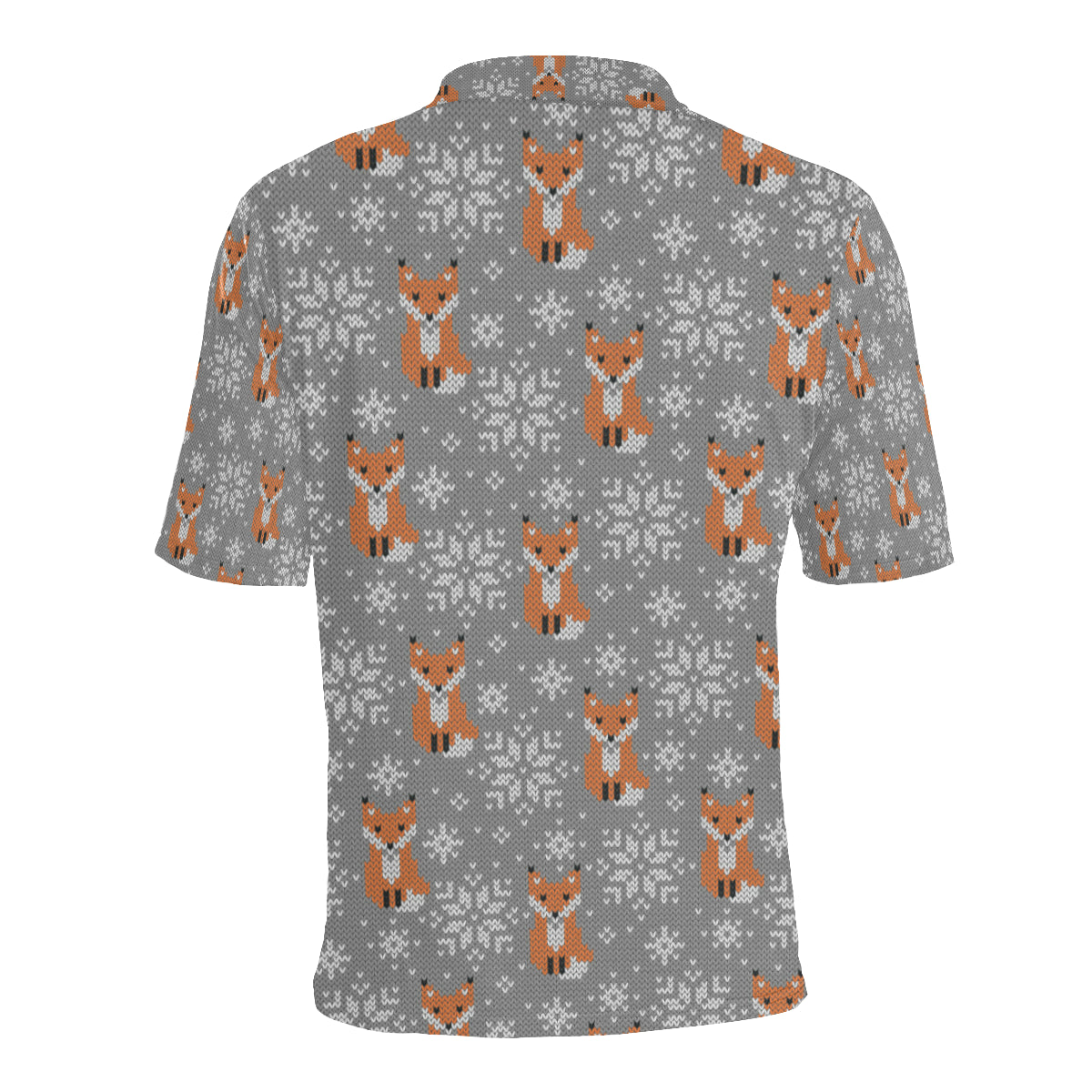 Knit Red Fox Pattern Print Design 02 Men Polo Shirt