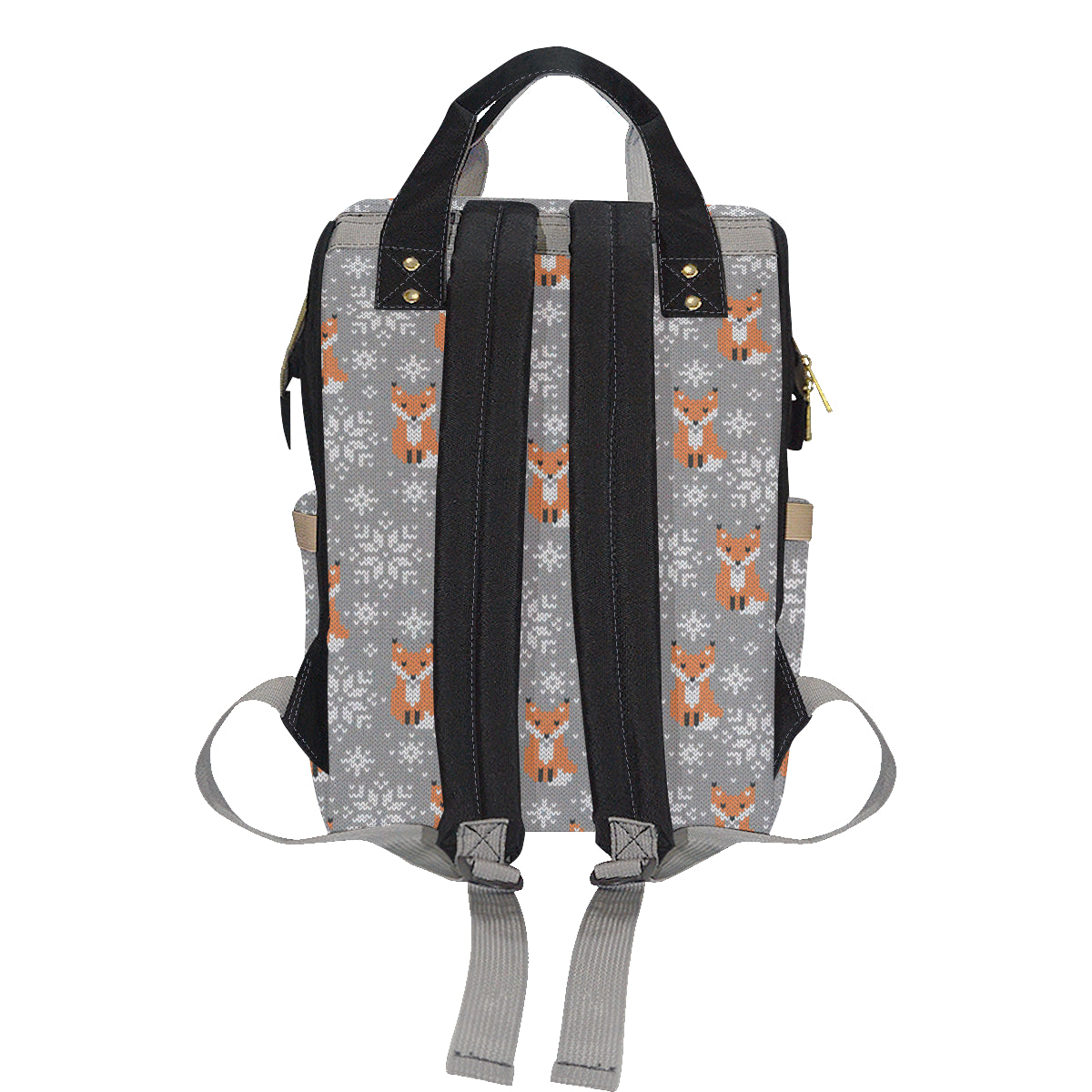 Knit Red Fox Pattern Print Design 02 Diaper Bag Backpack