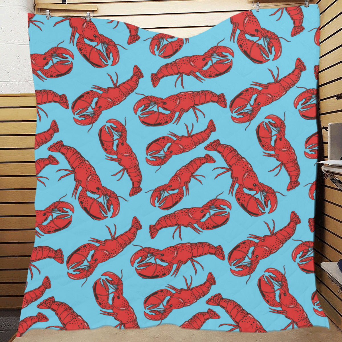 Lobster Red Pattern Print Design 03 Premium Quilt