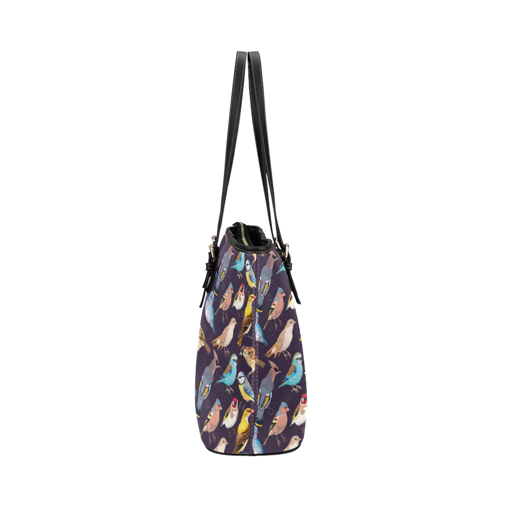 Bird Cute Print Pattern Leather Tote Bag