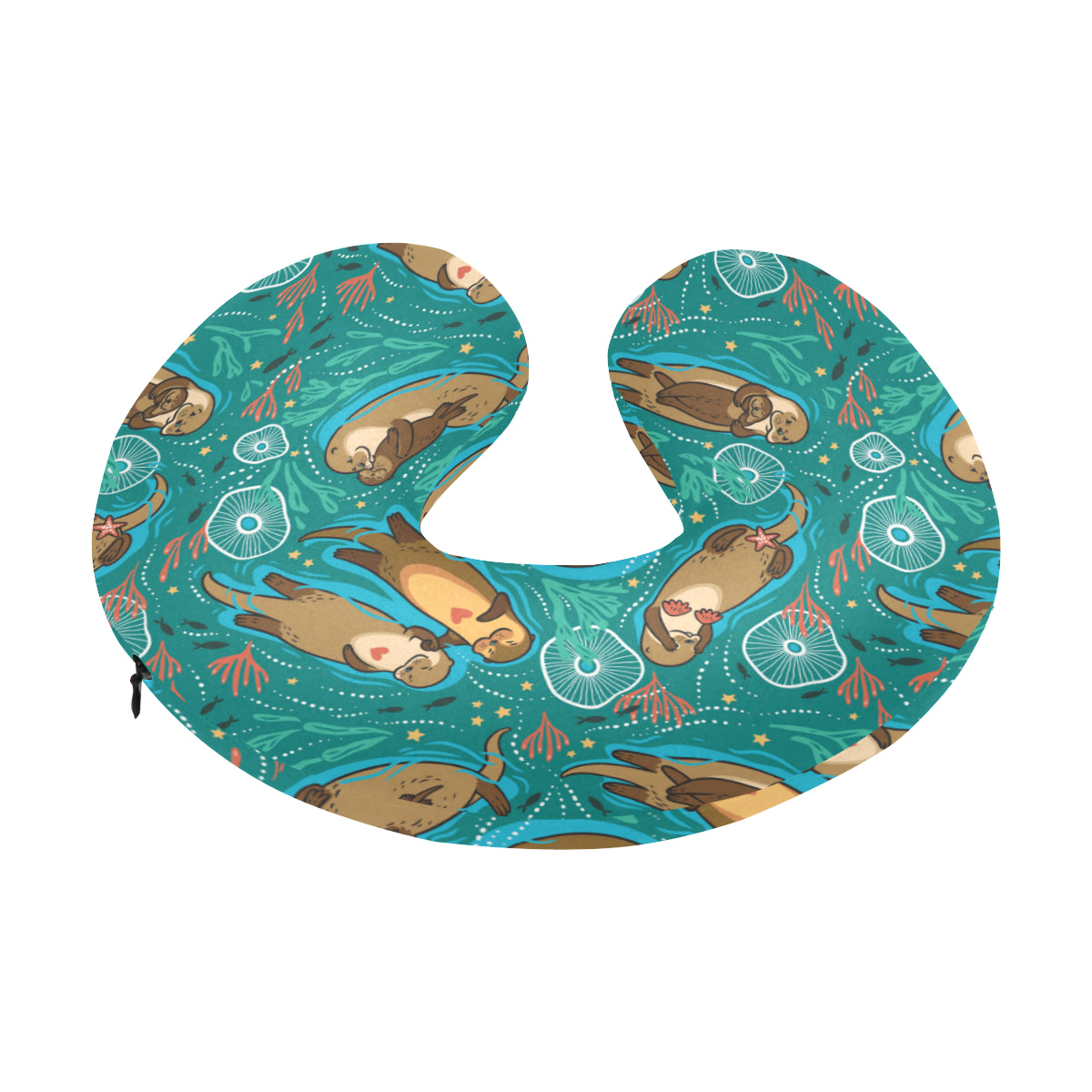 Sea Otter Pattern Print Design 01 U-Shaped Travel Neck Pillow