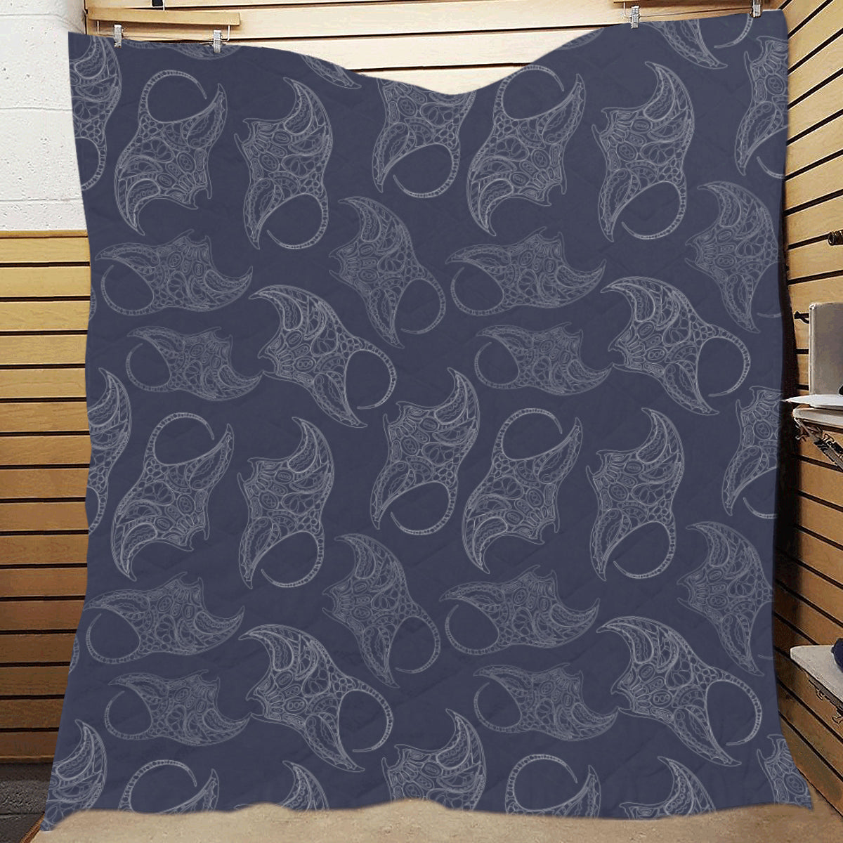 Manta Ray Pattern Print Design 01 Premium Quilt