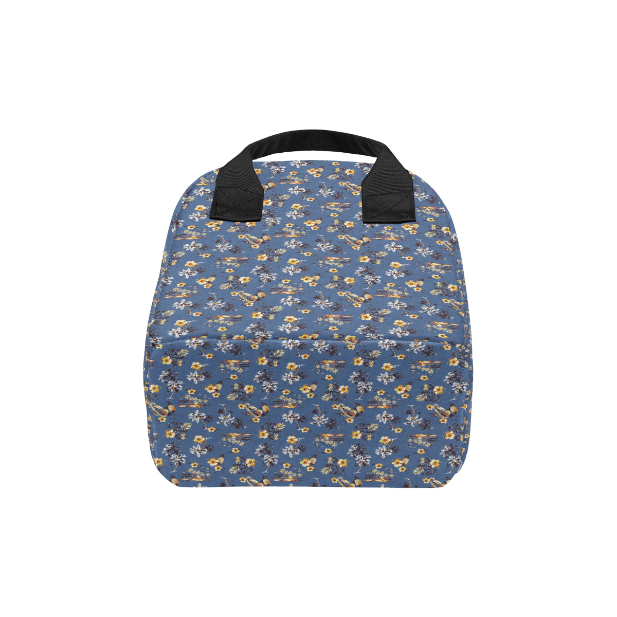 Hawaiian Flower Blue Print Insulated Lunch Bag