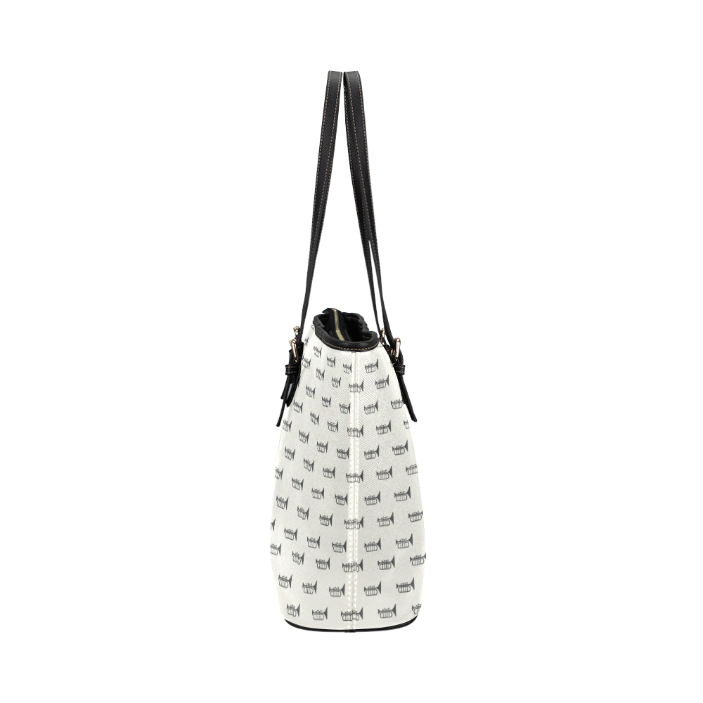 Trumpet Pattern Themed Print Leather Tote Bag