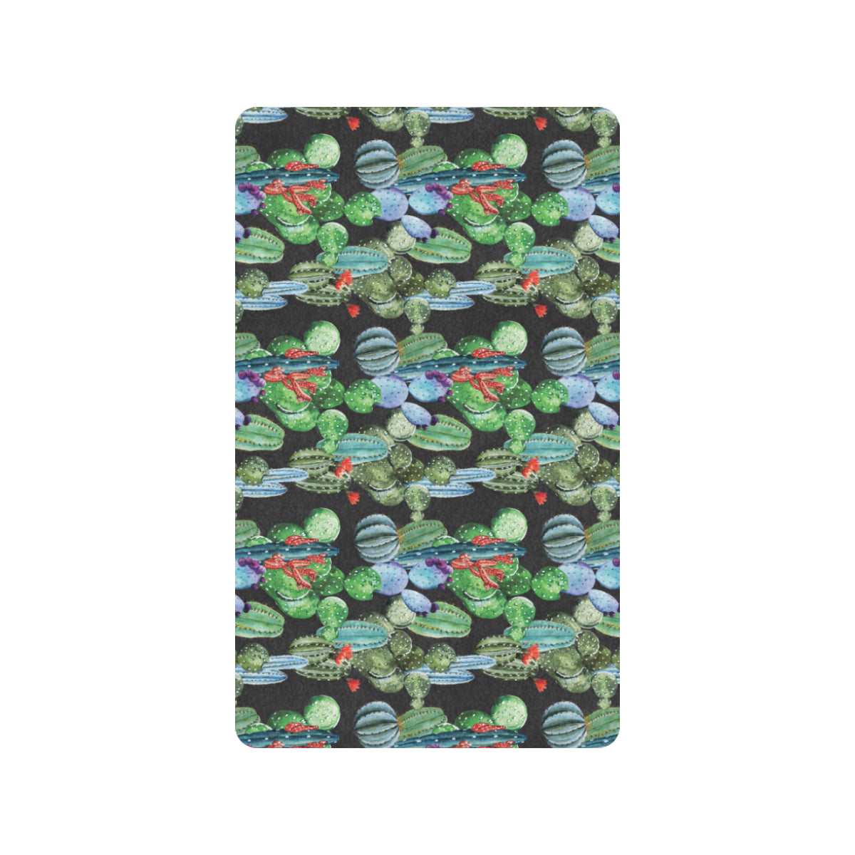 Cactus Watercolor Style Print Rubber Doormat