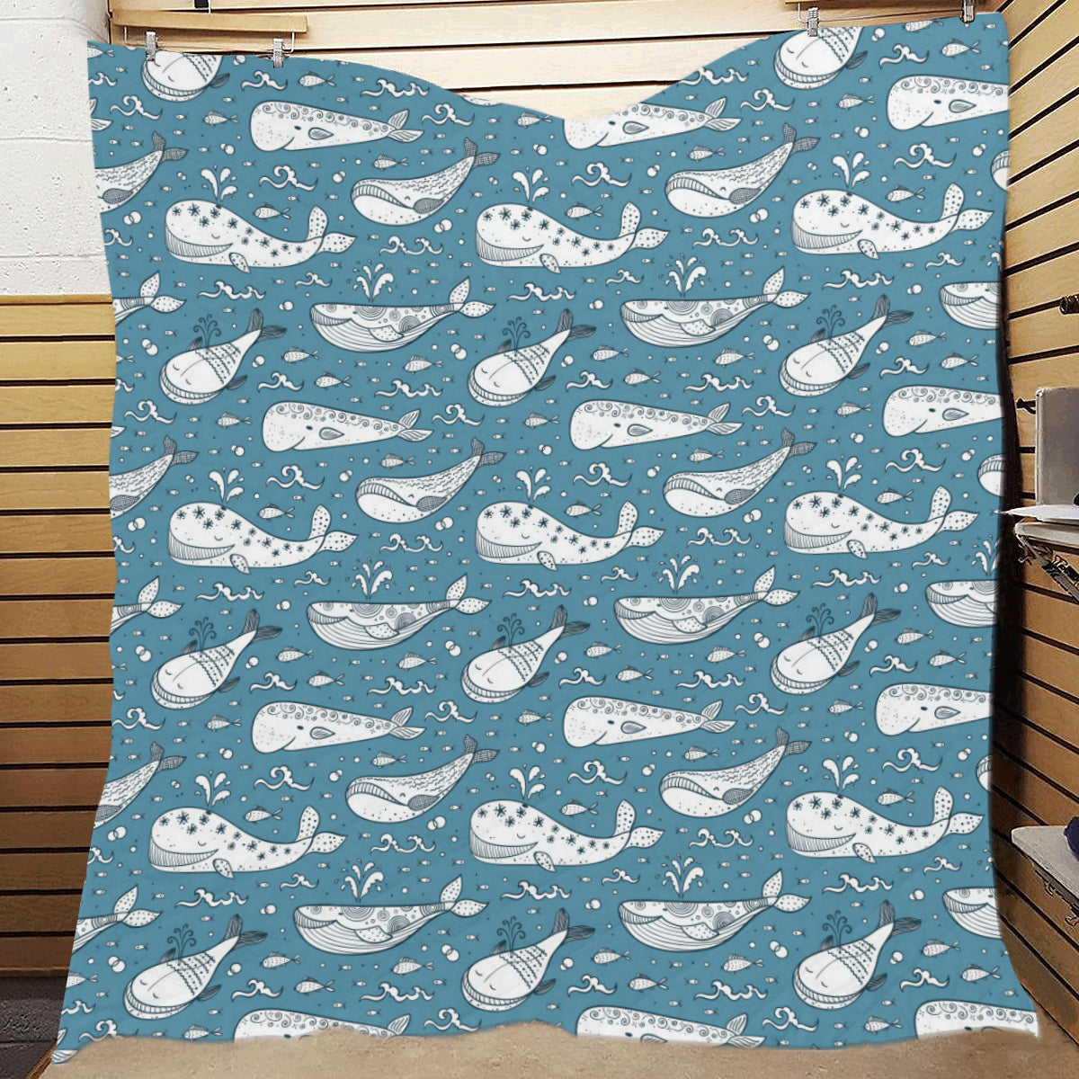 Humpback Whale Pattern Print Design 03 Premium Quilt