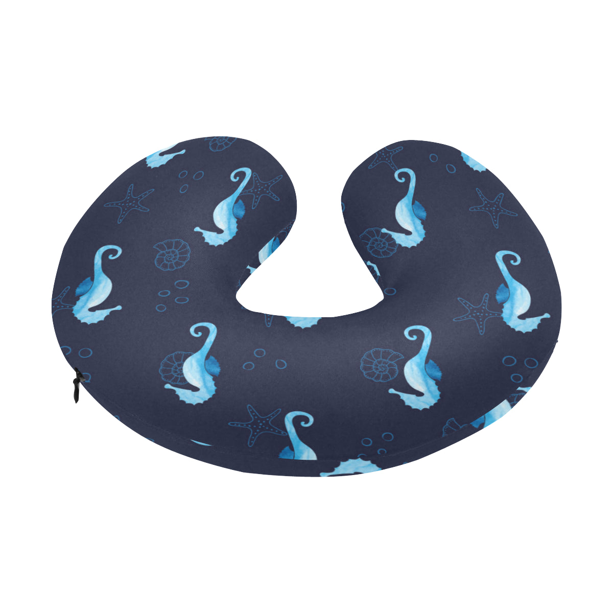 SeaHorse Blue neon Pattern Print Design 03 U-Shaped Travel Neck Pillow