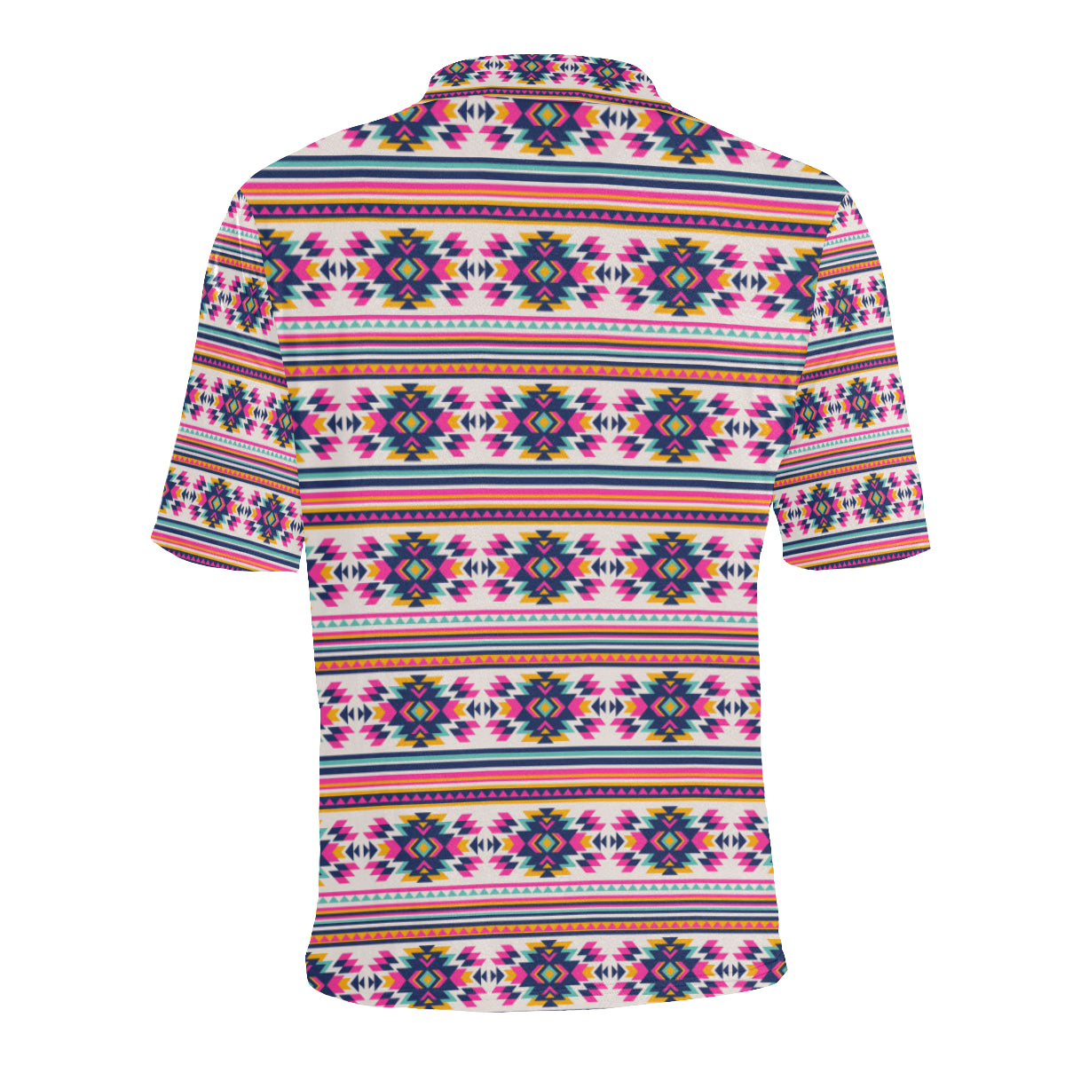 Indian Navajo Neon Themed Design Print Men Polo Shirt