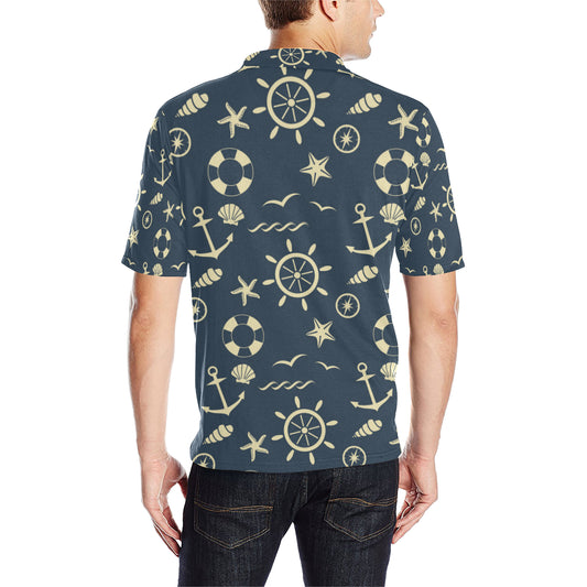 Nautical Pattern Print Design A01 Men Polo Shirt